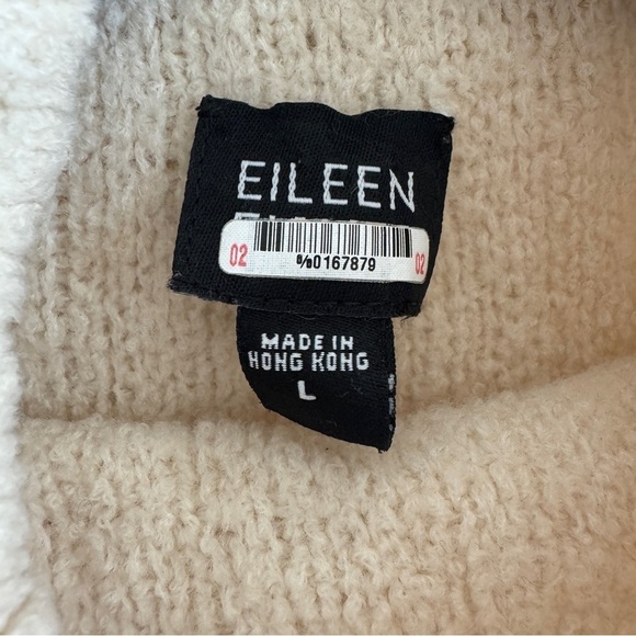 Eileen Fisher Wool Blend Cream Turtleneck Sweater, Size L - Picture 5 of 6